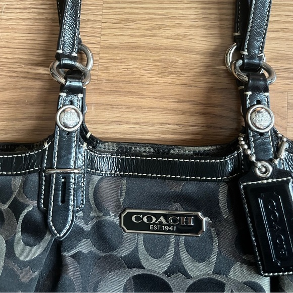 Coach Gray and Black Signature Tote - Picture 4 of 16